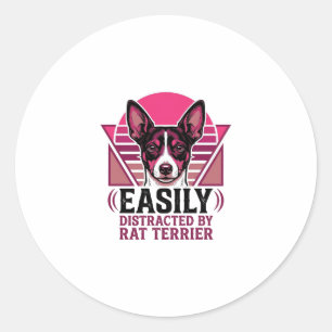 Sticker Rond T-shirt pour chien Rat Terrier Vintage facilement