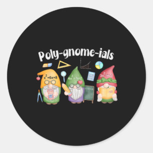 Sticker Rond T-shirt professeur d'algèbre de maths gnomes Poly-