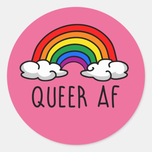 Sticker Rond T-Shirt QUEER AF (Devant)