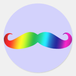 Sticker Rond T-shirt Rainbow Mustache