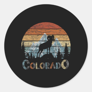 Sticker Rond T-shirt rétro Colorado Rocky Mountains Ski Camping