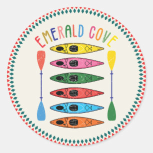 Sticker Rond T-shirt rétro Emerald Cove Kayaking