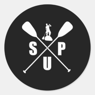Sticker Rond T Shirt Sup Planche de paddle debout Tee Surf Bate