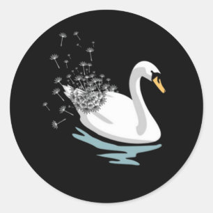 Sticker Rond T-shirt Swan Dandelion