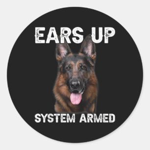 Sticker Rond T Shirt Système D'oreilles De Chien Berger Alleman