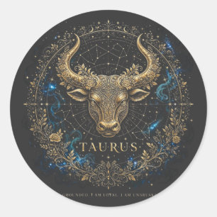 Sticker Rond T-shirt Taureau Zodiaque - Cadeau d'Astrologie Sym