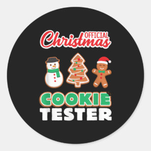 Sticker Rond T Shirt Testeur de Cookies de Noël Officiel Xmas M