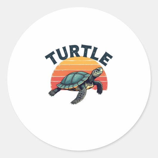 Sticker Rond T-shirt tortue rétro (Devant)