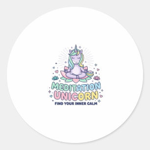 Sticker Rond T-Shirt Typographie Gras Licorne Méditation Licorn