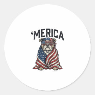 Sticker Rond T-shirt vectoriel vintage 'Merica Bulldog patrioti