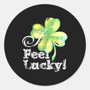 Sticker Rond T-shirt vert shamrock et noir pour femmes St Patri