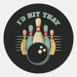 Sticker Rond T-Shirt Vintage de bowling amusant Je frappais ce