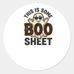 Sticker Rond T-shirt vintage Halloween drôle de fantôme Boo She