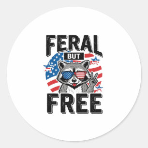 Sticker Rond T-shirt vintage Raton laveur patriotique sauvage e