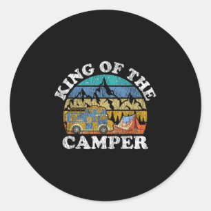 Sticker Rond T-shirt vintage rétro drôle de camping Roi du camp