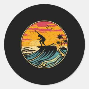Sticker Rond T-shirts de planche de surf vintage rétro pour sur