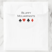 Sticker Rond T-shirts de poker : "Bluffy Mcliarpants" (Sac)