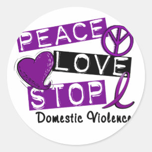 Sticker Rond T-shirts de violence familiale d'ARRÊT d'AMOUR de