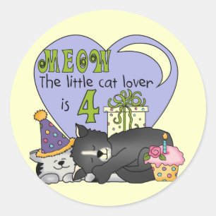 Sticker Rond T-shirts et cadeaux Amoureux de les chats 4e anniv
