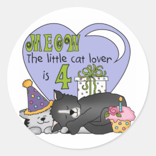 Sticker Rond T-shirts et cadeaux Amoureux de les chats 4e anniv