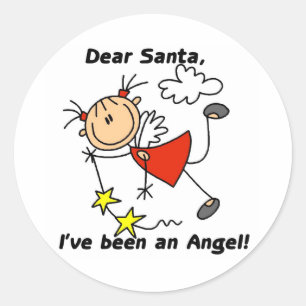 Sticker Rond T-shirts et Cadeaux Ange Silhouette Cher Père Noël