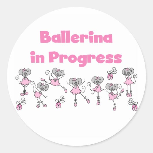 Sticker Rond T-shirts et cadeaux Ballerina in Progress (Devant)
