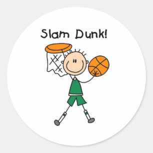 Sticker Rond T-shirts et cadeaux Basketball Slam Dunk