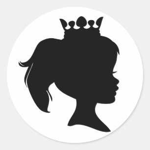 Sticker Rond T-shirts et cadeaux Black Silhouette Princess