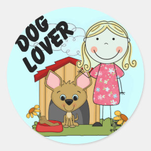 Sticker Rond T-shirts et cadeaux blonds de fille d'amoureux des