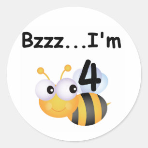 Sticker Rond T-shirts et cadeaux Buzz Bumblebee 4e anniversaire