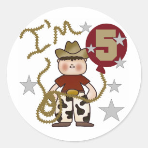Sticker Rond T-shirts et cadeaux Cowboy 5e anniversaire