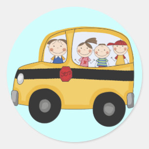 Sticker Rond T-shirts et cadeaux d'autobus scolaire avec enfant