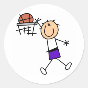 Sticker Rond T-shirts et Cadeaux de Basket-ball Slam Dunk Viole