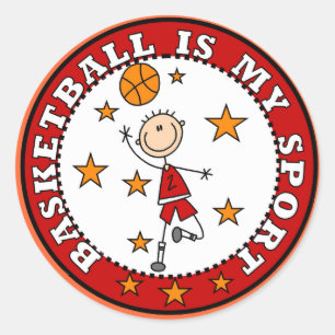 Sticker Rond T-shirts et Cadeaux de Basketball Mon Sport