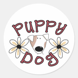 Sticker Rond T-shirts et cadeaux de Chien Chien de Fleurs