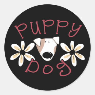 Sticker Rond T-shirts et cadeaux de chiot de fleurs