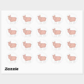 Sticker Rond T-shirts et cadeaux de cochon rose (Feuille)