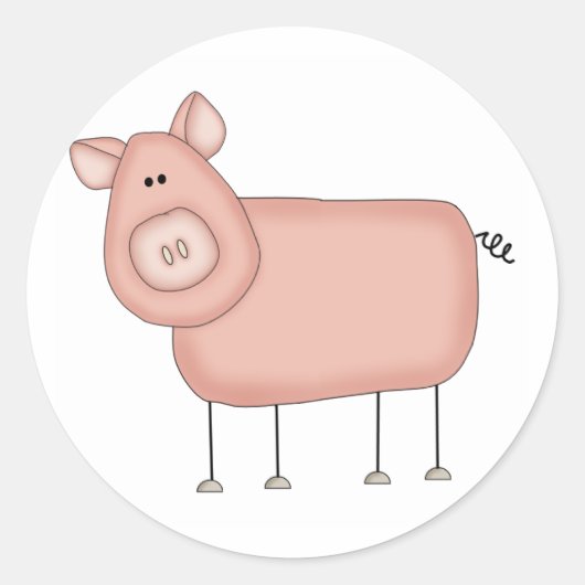 Sticker Rond T-shirts et cadeaux de cochon rose (Devant)