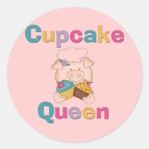 Sticker Rond T-shirts et cadeaux de la reine Pig Cupcake