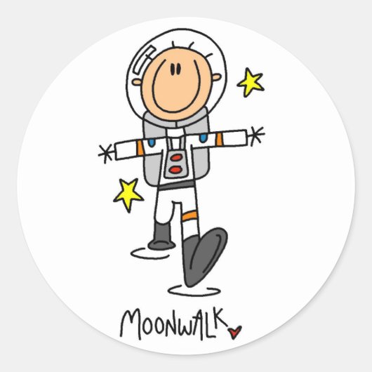 Sticker Rond T-shirts et cadeaux de l'astronaute Moonwalk (Devant)