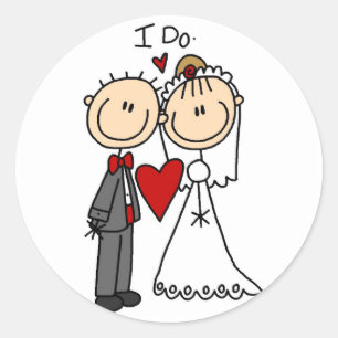 Sticker Rond T-shirts et cadeaux de mariage Couple I Do