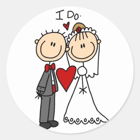 Sticker Rond T-shirts et cadeaux de mariage Couple I Do (Devant)