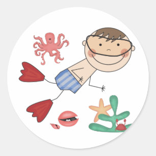 Sticker Rond T-shirts et cadeaux de natation pour garçon
