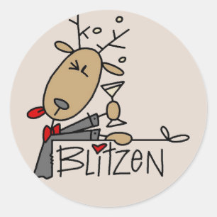 Sticker Rond T-shirts et cadeaux de Noël de Blitzen Reindeer