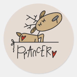 Sticker Rond T-shirts et cadeaux de Noël du renne Prancer