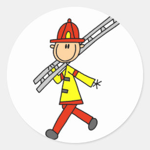 Sticker Rond T-shirts et cadeaux de pompier avec échelle