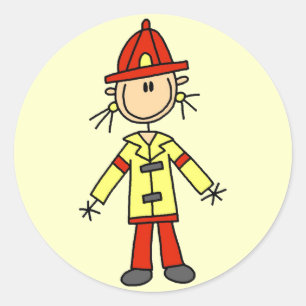 Sticker Rond T-shirts et cadeaux de pompier en bonhomme allumet