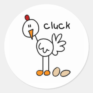 Sticker Rond T-shirts et cadeaux de poulet en bonhomme allumett
