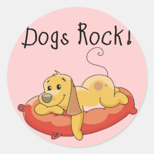 Sticker Rond T-shirts et cadeaux de roche de chiens