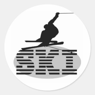 Sticker Rond T-shirts et cadeaux de SKI de silhouette
